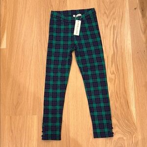 Janie and Jack girls Green and navy Plaid leggings